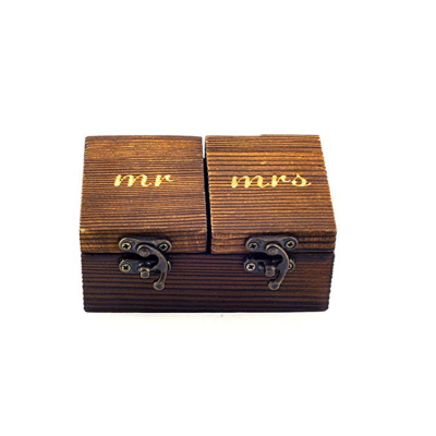 Weddings rustic lightweight vintage durable soild wood double ring box