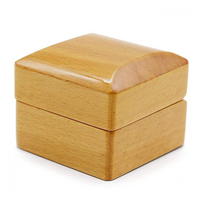 Engagement square velvet wedding beech natural wooden custom ring box