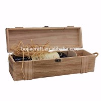 Cheap Handle Slide Lid Bamboo Unfinished Pine Wooden Single Wine box