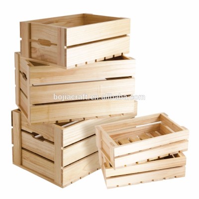 Kitchen Craft Natural Elements Paulownia Wood Storage Crates, Beige,