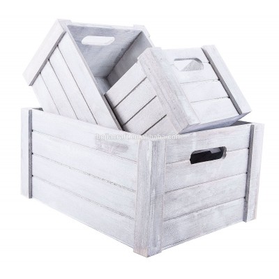 Hot sale white natural colorful painted french wooden storage crate