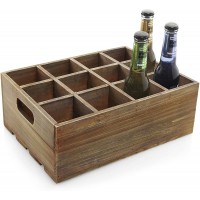 Vintage Finish Rustic Brown Wood 12 Slot Beer Bottle Serving Crate/Beer Storage Box /Carrying Handles